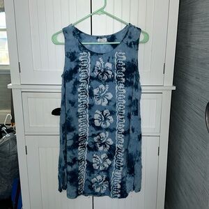 💜2 For $25💜 Y2K Daisy Island Blue Tie Dye Hawaiian Flower Sun Dress